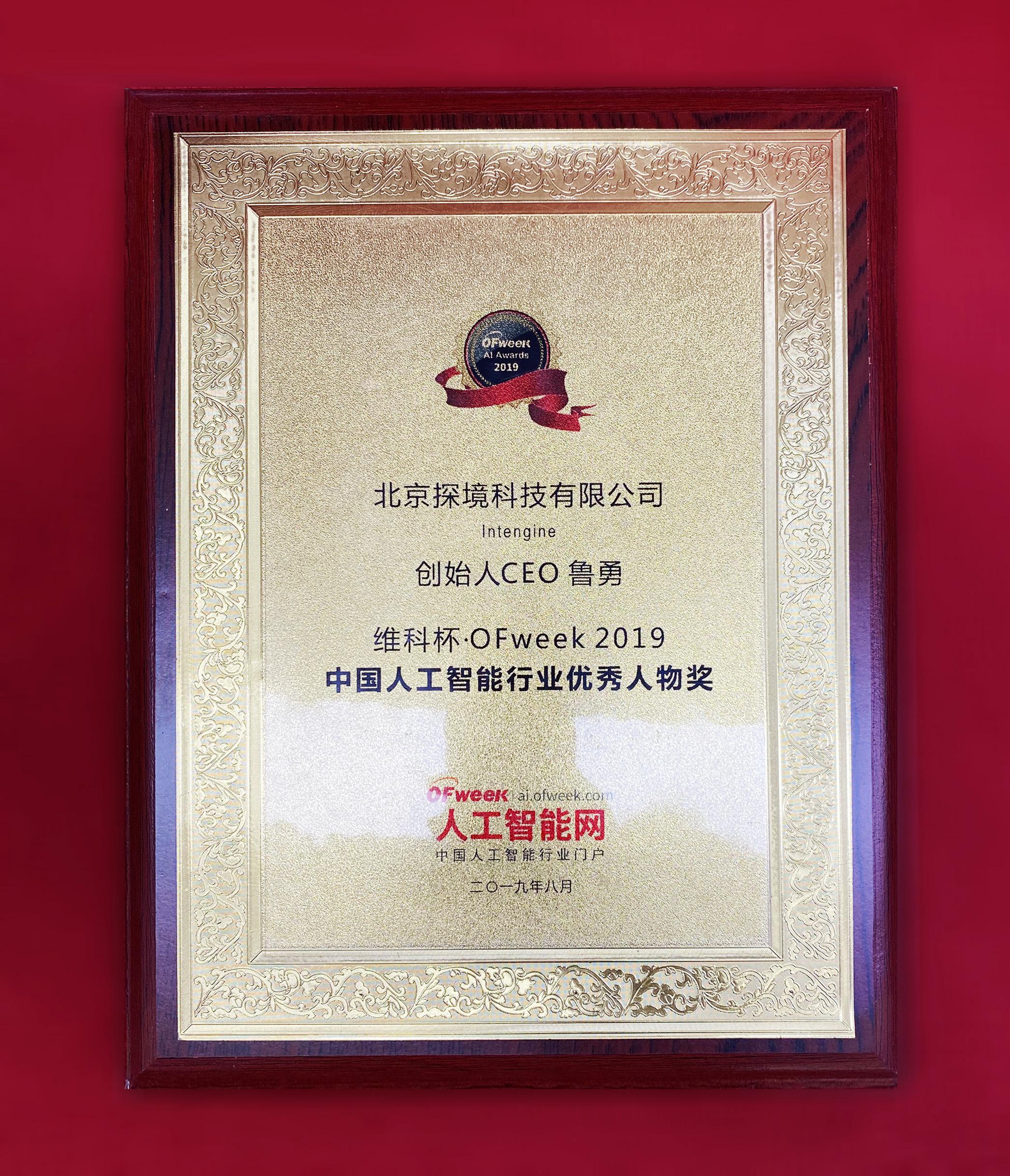 2019年維科杯中國人工智能行業(yè)優(yōu)秀人物